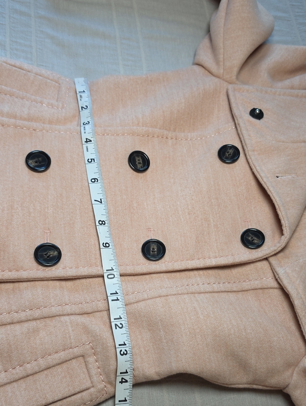 H & M Blush Pea Coat Women's Size 2 - Picture 9 of 14